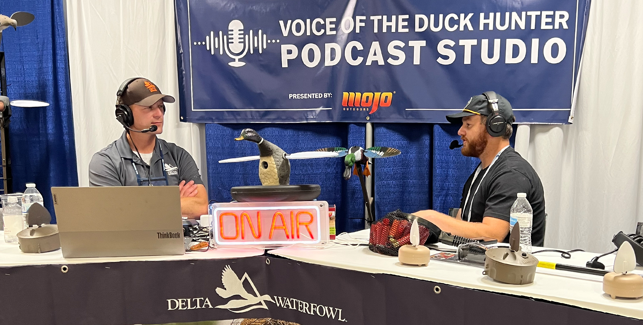 Joel Brice and Podcast Guest at the Duck Hunters Expo