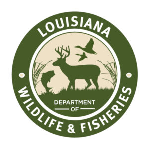Louisiana Wildlife & Fisheries Logo appears on white.